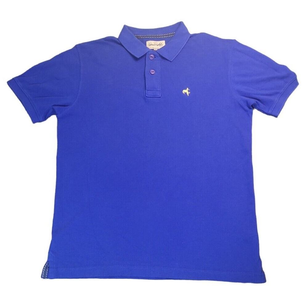 Wrangler Men'sBlue Polo Shirt Short Sleeve M 100% Cotton Casual Preppy Workwear